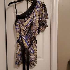 One sleeve satin top